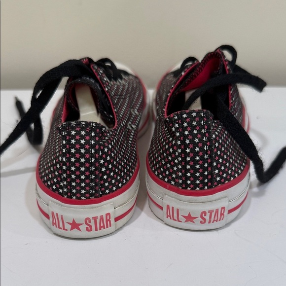 Converse Black Sneakers with Pink & White Star Design  (sz 7) - Picture 5 of 7